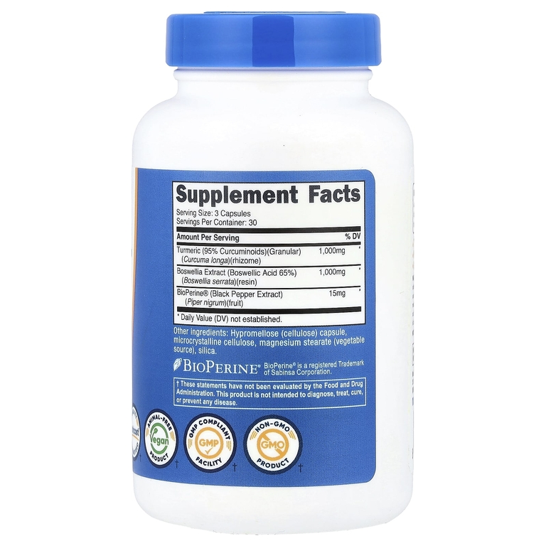 Nutricost, куркума + босвеллия, 90 капсул