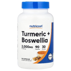 Nutricost, куркума + босвеллия, 90 капсул