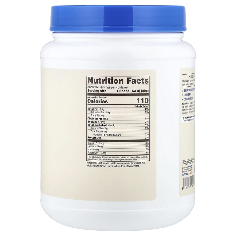 Nutricost, изолят говяжьего протеина, со вкусом шоколада, 907 г (2 фунта)