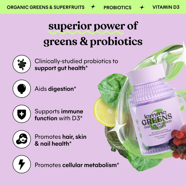 Lemme, Greens, суперфуды для ежедневного приема, со вкусом ягод и зелени, 60 жевательных таблеток