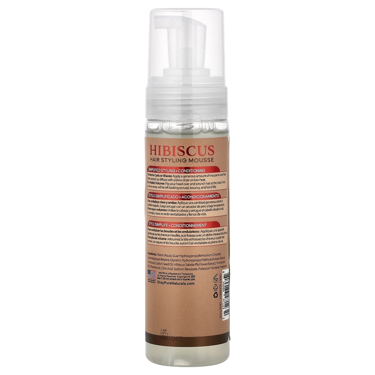 Okay Pure Naturals, Black Jamaican Castor Oil®, мусс для укладки волос, гибкая фиксация, для сухих и поврежденных локонов, гибискус, 221 мл (7,5 унции)
