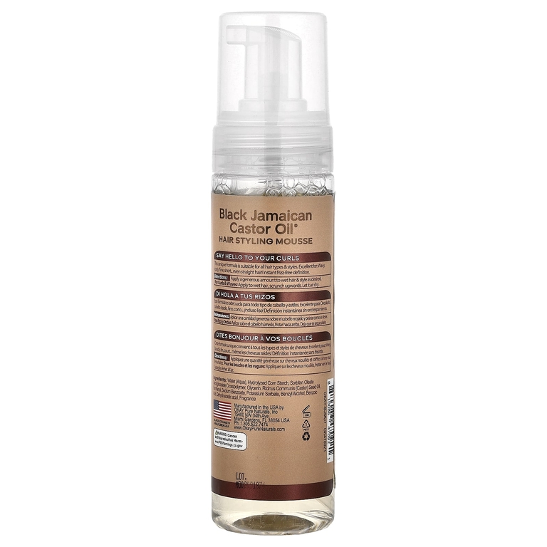 Okay Pure Naturals, Black Jamaican Castor Oil®, мусс для укладки волос, дополнительная фиксация, для вьющихся и волнистых волос, 221 мл (7,5 унции)