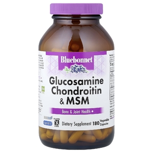 Bluebonnet Nutrition, глюкозамин, хондроитин и МСМ, 180 вегетарианских капсул