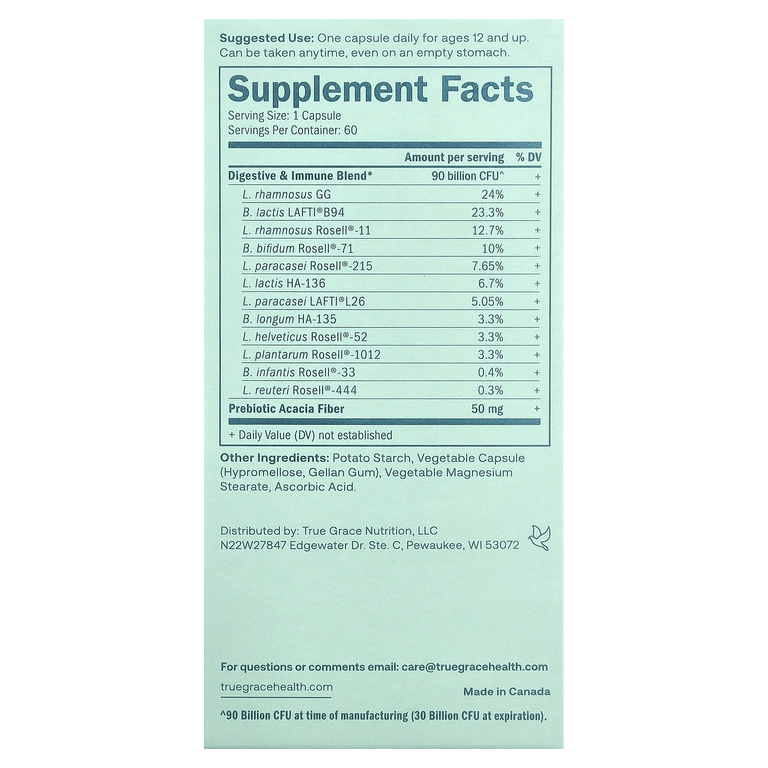 True Grace, One Daily Probiotic, 60 вегетарианских капсул