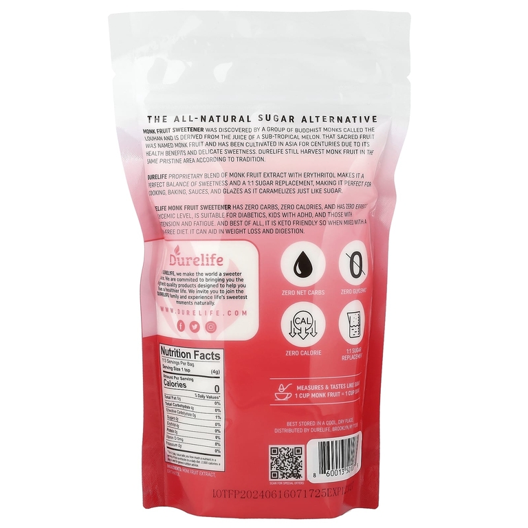 DURELIFE NUTRITION LLC, смесь эритритола, архат, классический, 453 г (1 фунт)