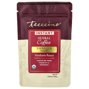 Teeccino, растворимый травяной кофе, ваниль и орех, средней обжарки, без кофеина, 100 г (3,53 унции)