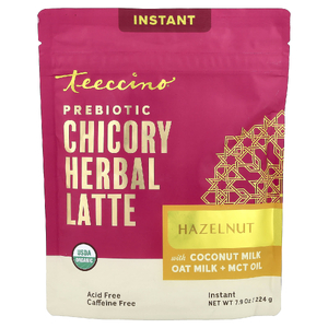 Teeccino, растворимый травяной латте с пребиотиком и цикорием, фундук, без кофеина, 224 г (7,9 унции)