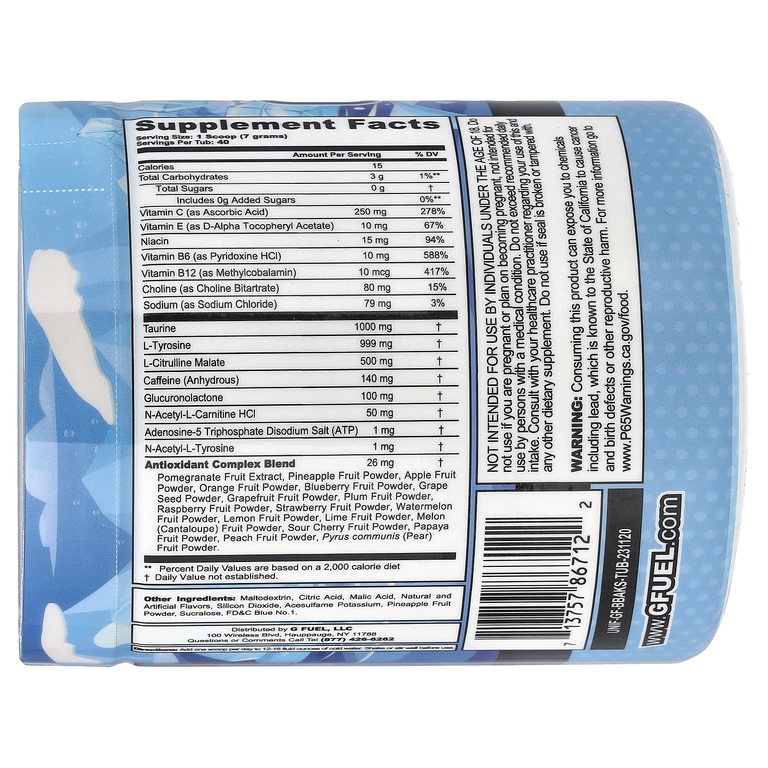 GFUEL, Energy Formula, голубой лед, голубая малина, 280 г (9,9 унции)