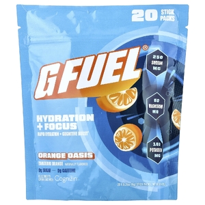G FUEL, Hydration + Focus, смесь для приготовления электролитического напитка с Cognizin®, со вкусом апельсина, 20 пакетиков-стиков по 6 г (0,21 унции)