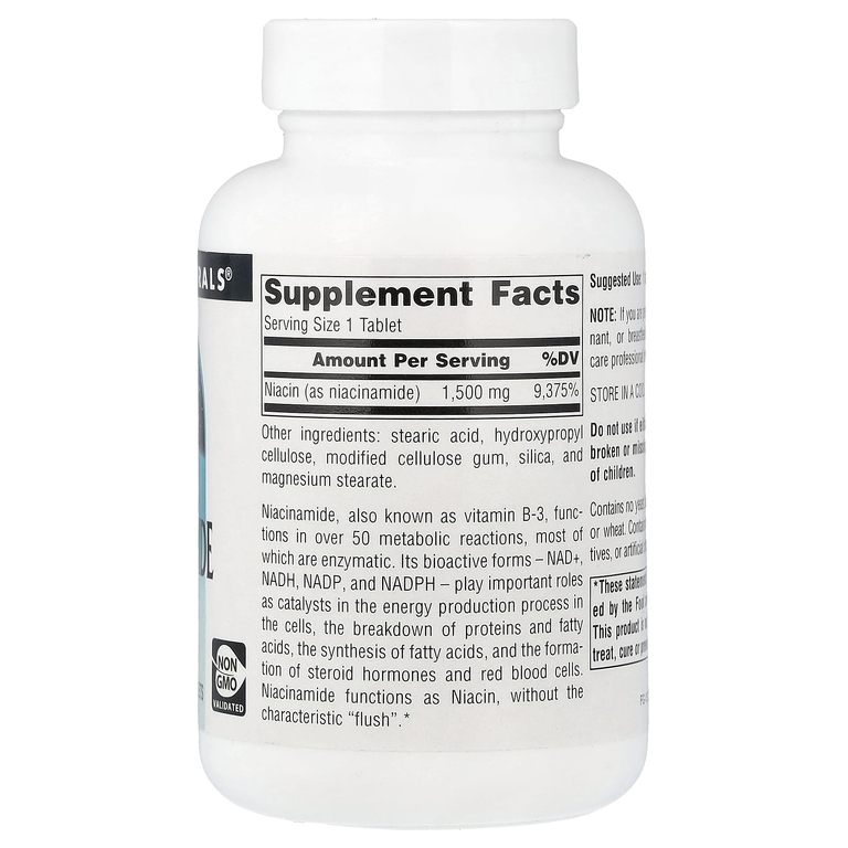 Source Naturals, никотинамид B3, 1500 мг, 50 таблеток