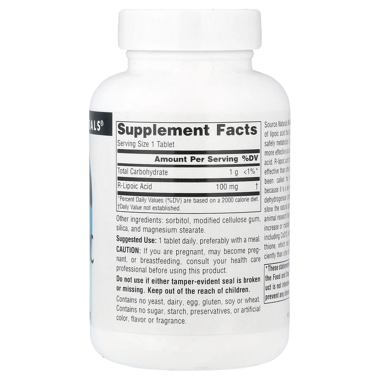 Source Naturals, R-липоевая кислота, 100 мг, 120 таблеток