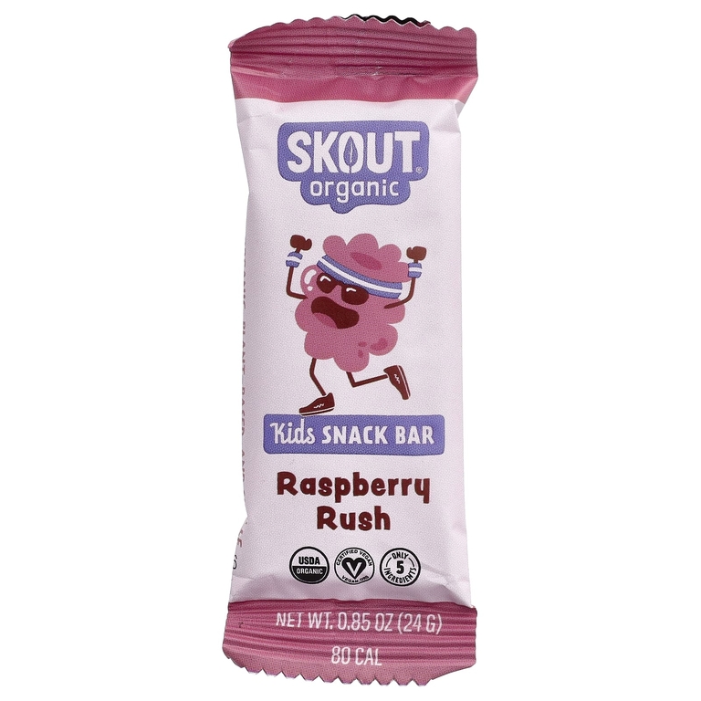 Skout Organic, детские батончики-снеки, с малиной, 6 батончиков по 24 г (0,85 унции)