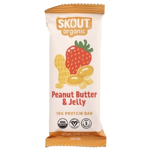 Skout Organic, протеиновый батончик, арахисовая паста и желе, 55 г (1,9 унции) (Товар снят с продажи) 