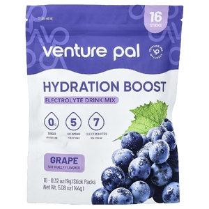 Venture Pal, Hydration Boost, смесь для приготовления электролитического напитка, со вкусом винограда, 16 пакетиков по 9 г (0,32 унции)