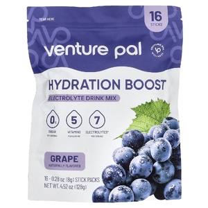Venture Pal, Hydration Boost, смесь для приготовления напитка с электролитами, виноград, 16 стик-пакетиков, 8 г каждый