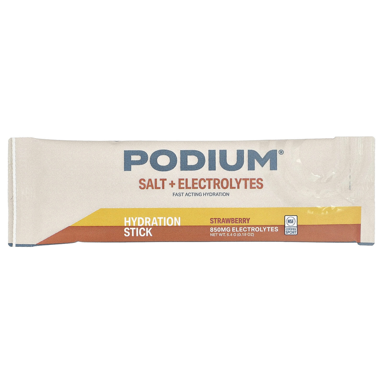 Podium Nutrition, соль и электролиты, стики для гидратации, клубника, 6 стиков по 5,4 г (0,19 унции)