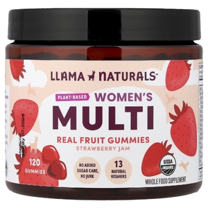 Llama Naturals, мультивитамины на растительной основе для женщин, настоящие фрукты, клубничный джем, 120 жевательных таблеток
