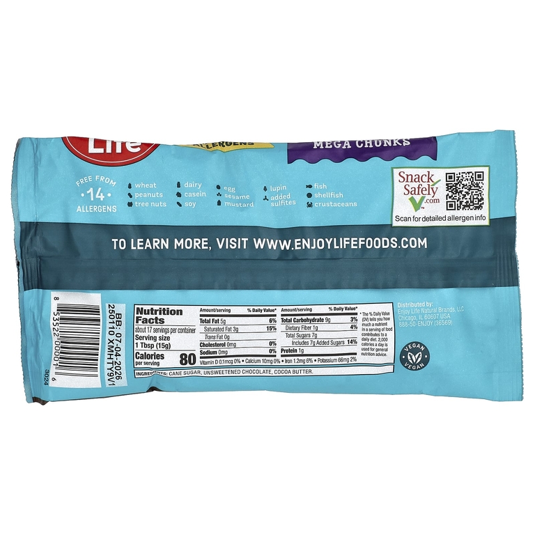 Enjoy Life Foods, 100% натуральные шоколадные крошки, полусладкие, 255 г (9 унций)