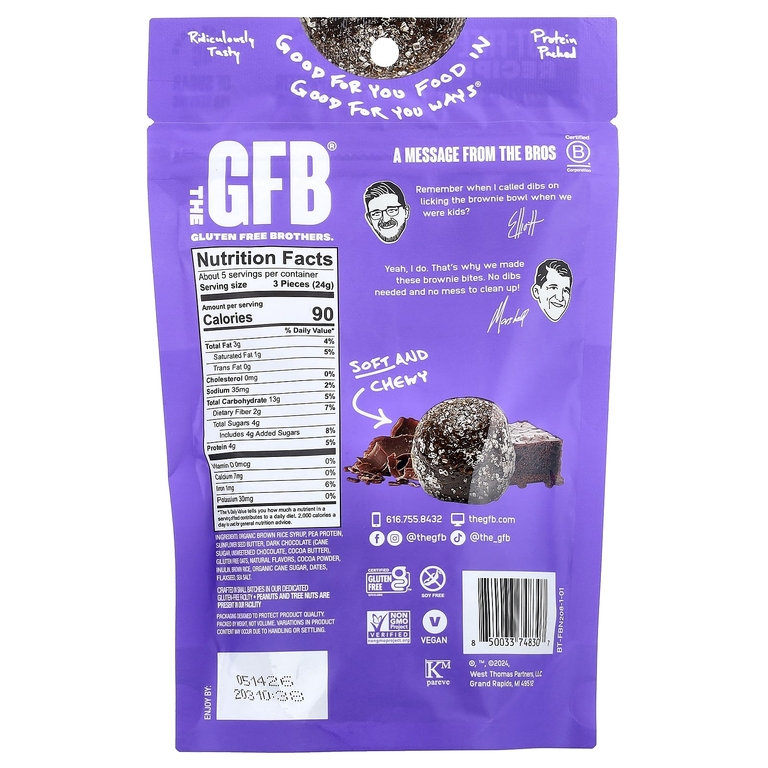 The GFB, Cookie Bites, без глютена, брауни с помадкой, 113 г (4 унции) (Товар снят с продажи) 