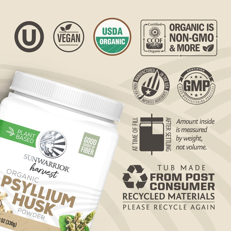 Sunwarrior, Harvest, растительный порошок из органической шелухи подорожника, 330 г