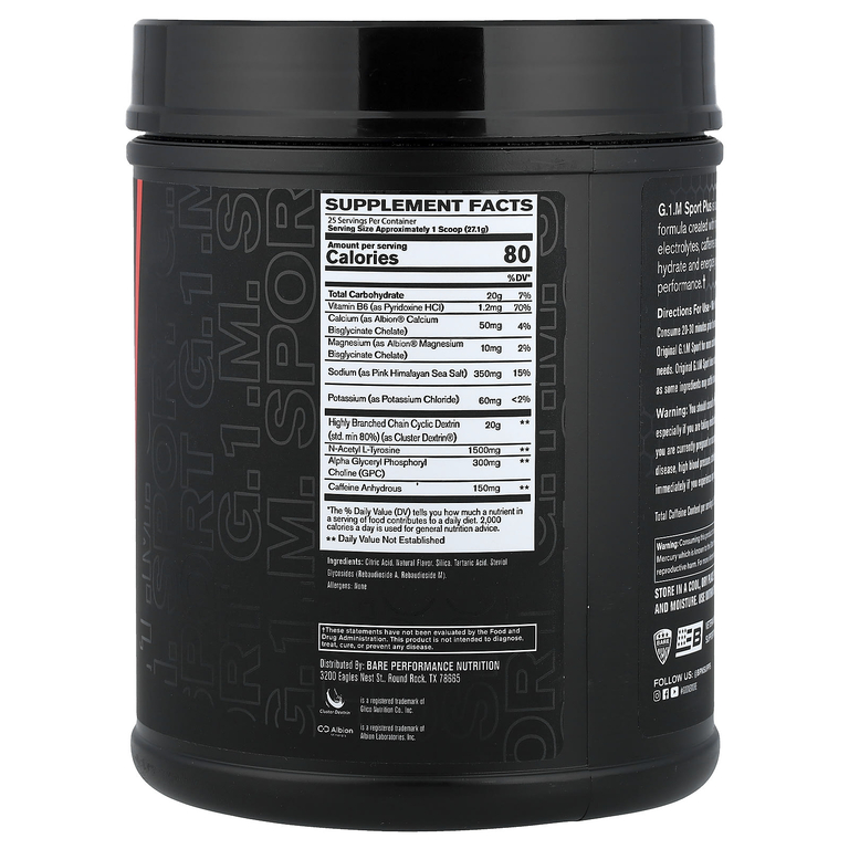 BPN, G.1.M Sport+, со вкусом лимона и лайма, 678 г (1 фунт 7,8 унции)