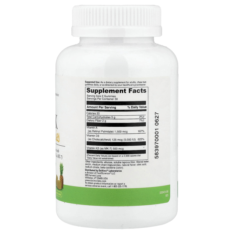 DaVinci Laboratories, ADK, жевательные таблетки, со вкусом ананаса, 60 шт.
