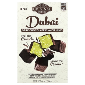 Original Natural Sweets, Дубай, мини-капсулы с темным шоколадом, 8 шт., 170 г (6 унций)