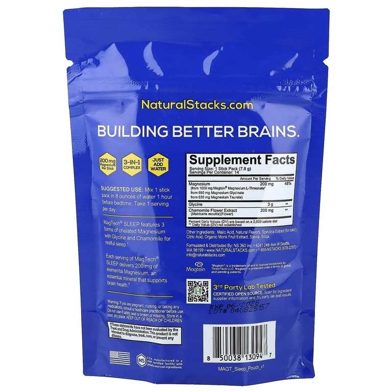 Natural Stacks, MagTech® Sleep, ягоды лаванды, 14 стик-пакетов по 7,8 г (0,28 унции)