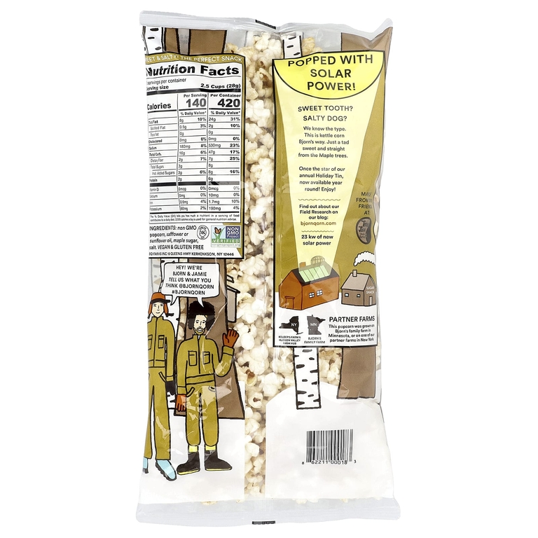 BjornQorn, попкорн, вкус кленового сиропа, 85 г (3 унции)