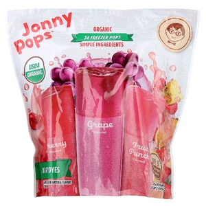 JonnyPops, органическая морозильная камера, с вишней, винограда, фруктовым пуншем, 24 мочка, по 41 мл (1,4 жидк. унции)