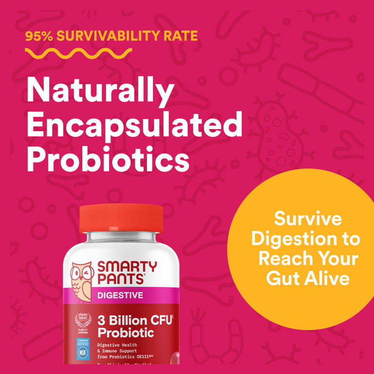 SmartyPants, Digestive, жевательные таблетки с пробиотиками, со вкусом клубники, 30 жевательных таблеток