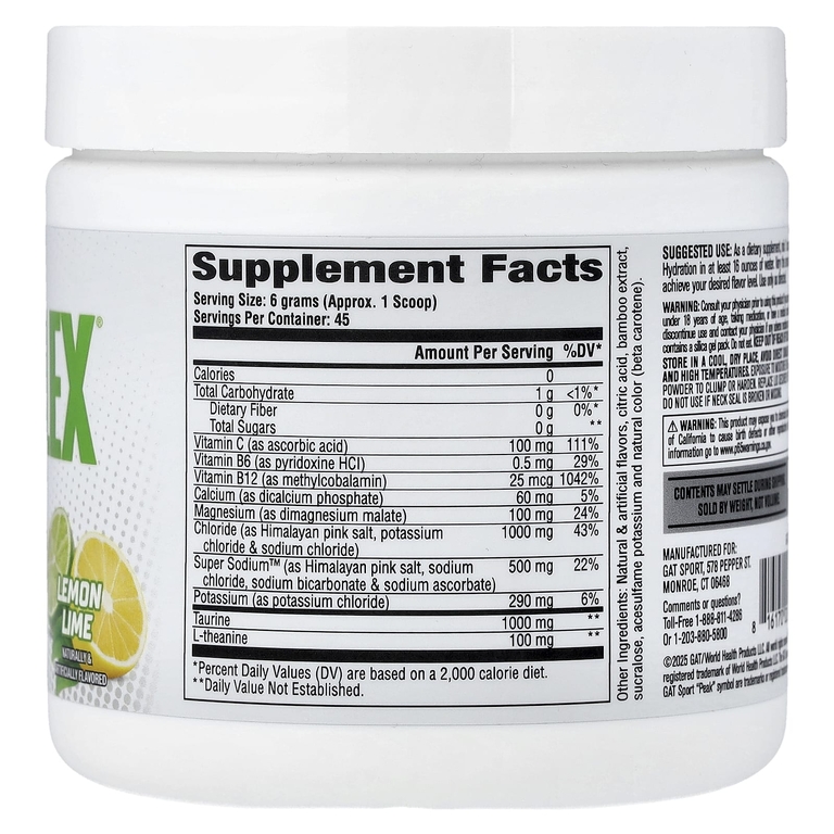 GAT, Sport, Nitraflex® Hydration, со вкусом лимона и лайма, 270 г (9,52 унции)