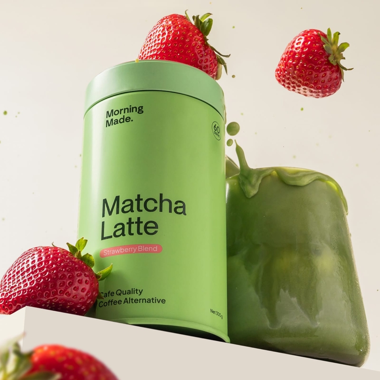 Morning Made, латте с матча, клубничная смесь, 240 г (8,46 унции)
