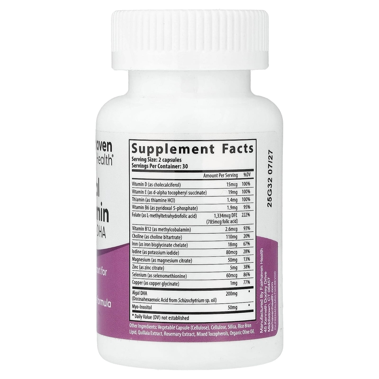 Fairhaven Health, мультивитаминный комплекс для беременных с ДГК, лимонная эссенция, 60 капсул