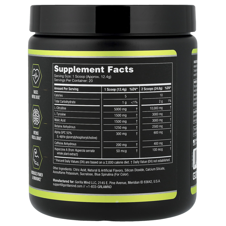 Gorilla Mind, Mode® Base, предтренировочная добавка, Bombscle, 248 г (0,54 фунта)