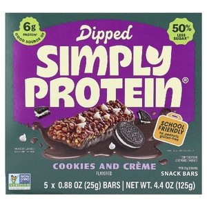 Simply Protein, батончики-снеки, печенье и крем, 5 шт. по 25 г (0,88 унции)