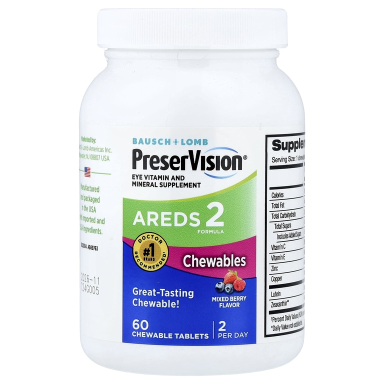 PreserVision, AREDS 2 Formula, ягодное ассорти, 60 жевательных таблеток