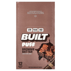 Built, Puff, протеиновые батончики, тесто для брауни, 12 батончиков по 40 г (1,41 унции)