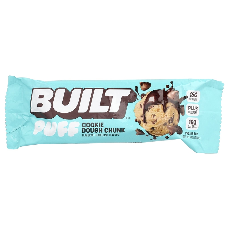 Built, Puff, протеиновые батончики, кусочки теста для печенья, 12 батончиков по 44 г (1,55 унции)