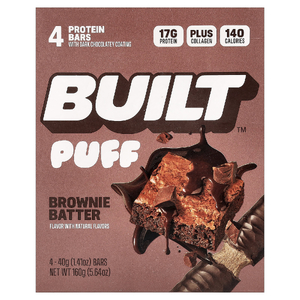 Built, Puff, протеиновые батончики, тесто для брауни, 4 шт. по 40 г (1,41 унции)