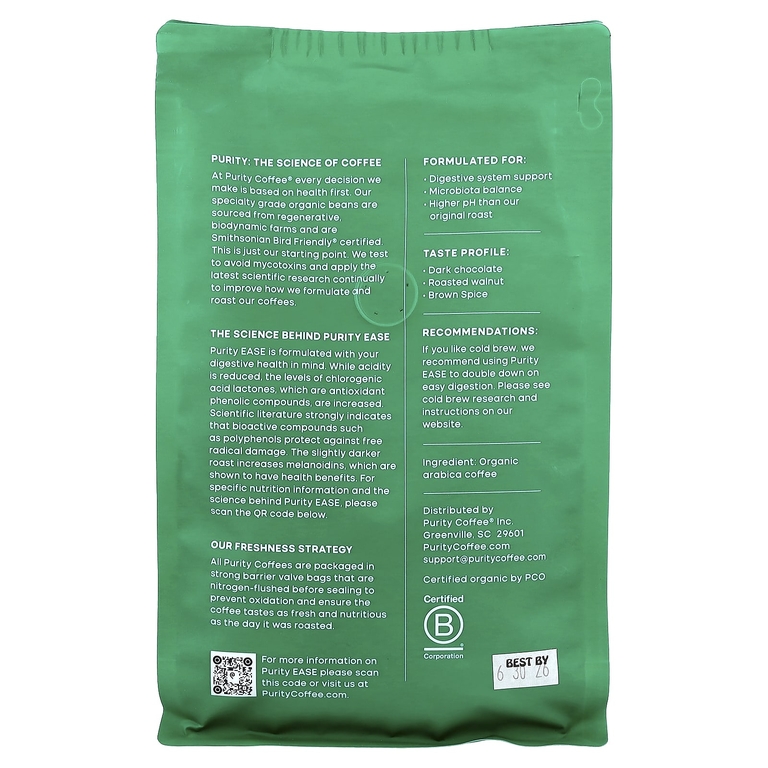 Purity Coffee, Ease, цельная фасоль, темная обжарка, 340 г (12 унций)