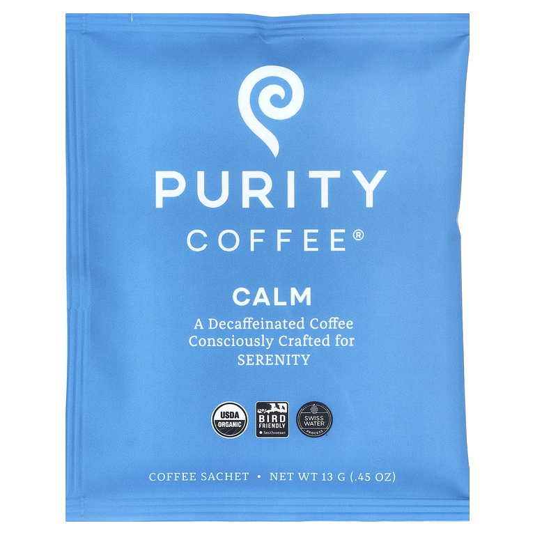 Purity Coffee, Calm, саше, без кофеина, 5 саше по 13 г (0,45 унции)