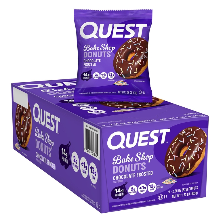 Quest Nutrition, Bake Shop Donuts, пончики для выпечки, в шоколадной глазури, 9 пончиков по 67 г (2,36 унции)