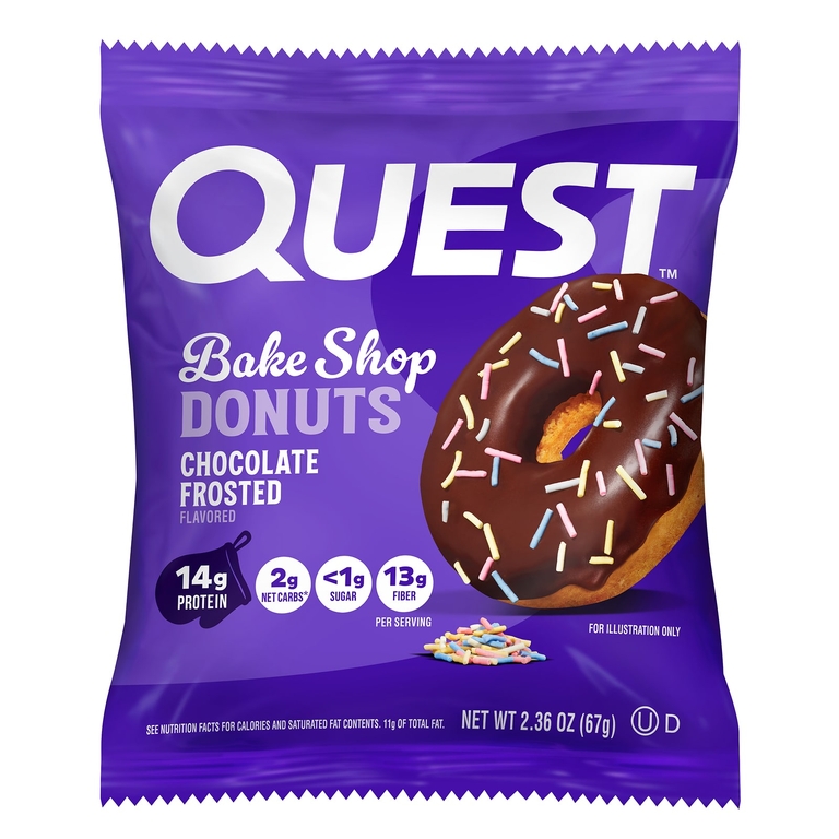 Quest Nutrition, Bake Shop Пончики, в шоколадной глазури, 4 пончика по 67 г (2,36 унции)