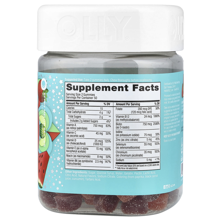 OLLY, Multi Gummies, мультивитамины для девочек-подростков, ягоды и дыня, 100 жевательных таблеток