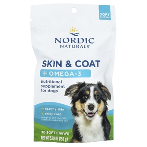 Nordic Naturals, омега-3 для кожи и шерсти, для собак, костный бульон, 30 жевательных таблеток, 150 г (5,29 унции)