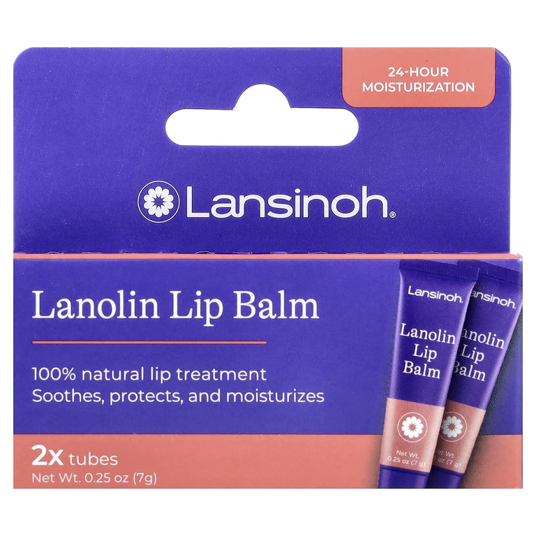 Lansinoh, бальзам для губ с ланолином, 2 шт. в упаковке, 7 г (0,25 унции)