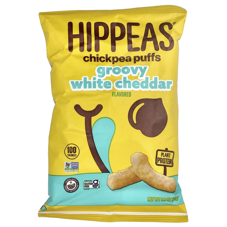 Hippeas, колечки из нута, белый чеддер, 6 пакетиков по 23 г (0,8 унции) (Товар снят с продажи) 