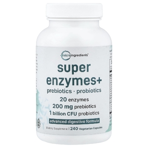 Micro Ingredients, Super Enzymes+, ферменты, 240 вегетарианских капсул