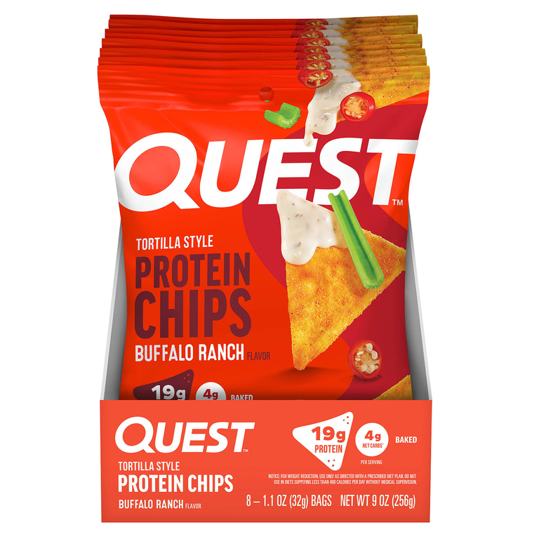 Quest Nutrition, протеиновые чипсы из тортильи, Buffalo Ranch, 8 пакетиков по 32 г (1,1 унции)